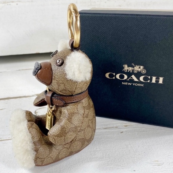 Coach Logo Leather Bear Bag Charm - Picture 3 of 7
